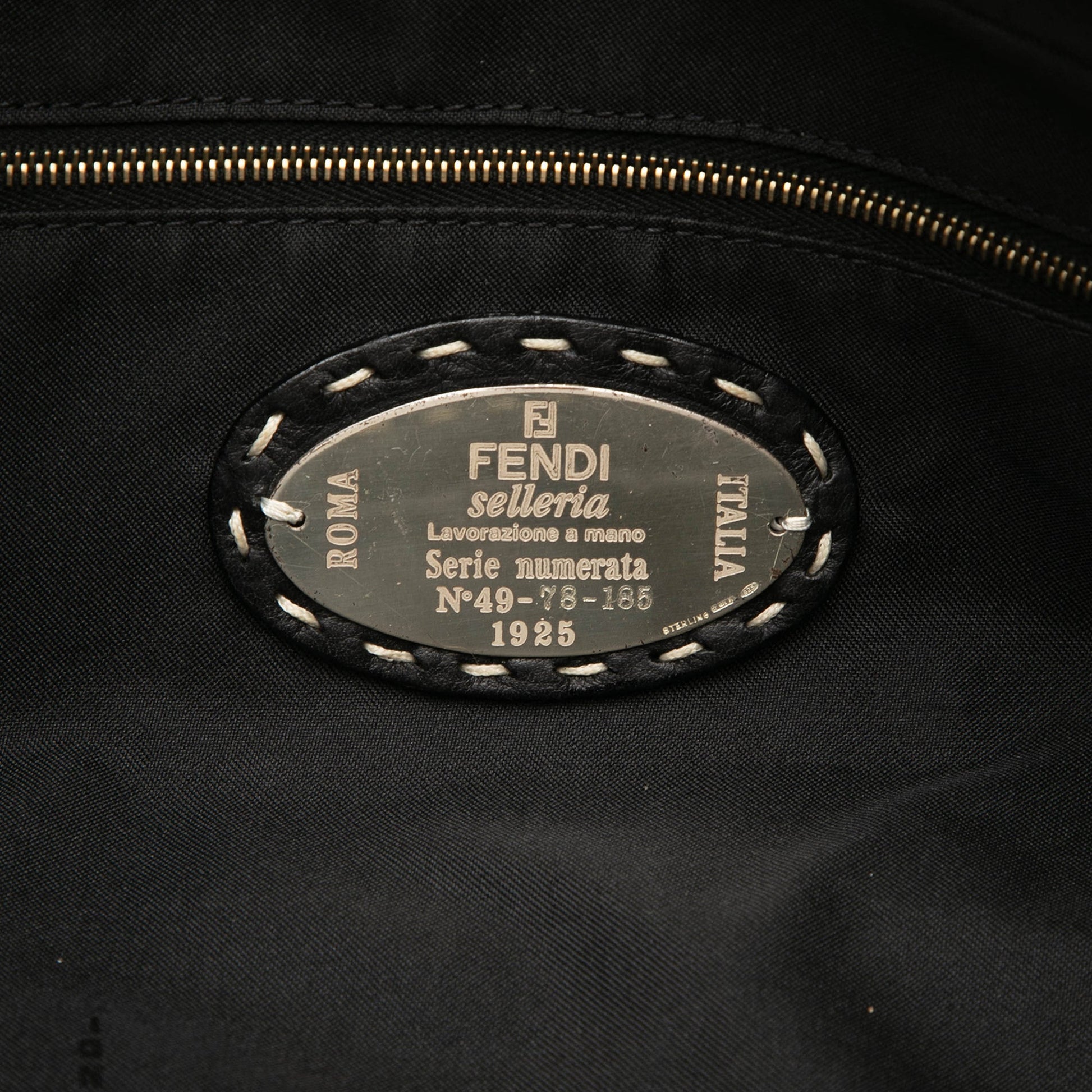 Fendi Studded Canvas Selleria Bauletto Handbag