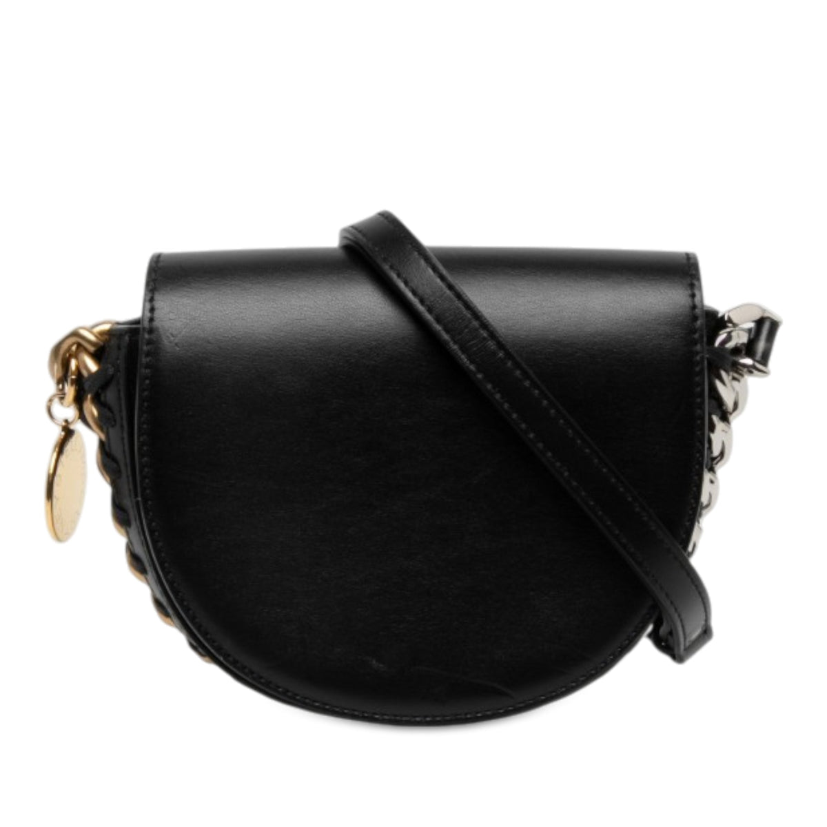 Stella McCartney Small Faux Leather Frayme Flap Crossbody — Black