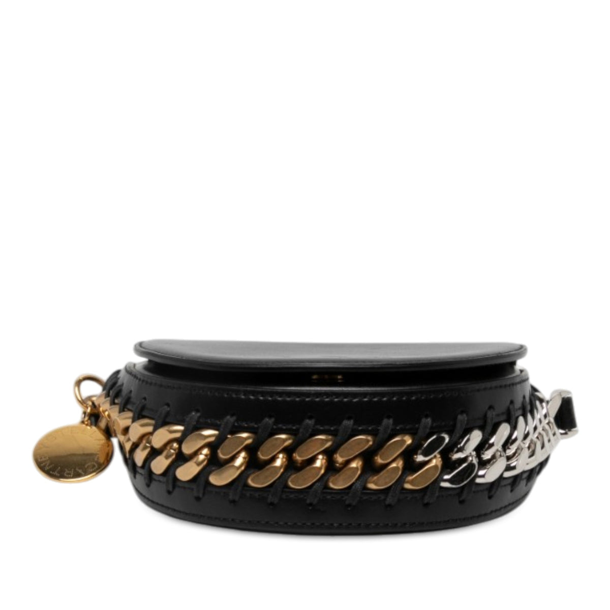 Stella McCartney Small Faux Leather Frayme Flap Crossbody — Black