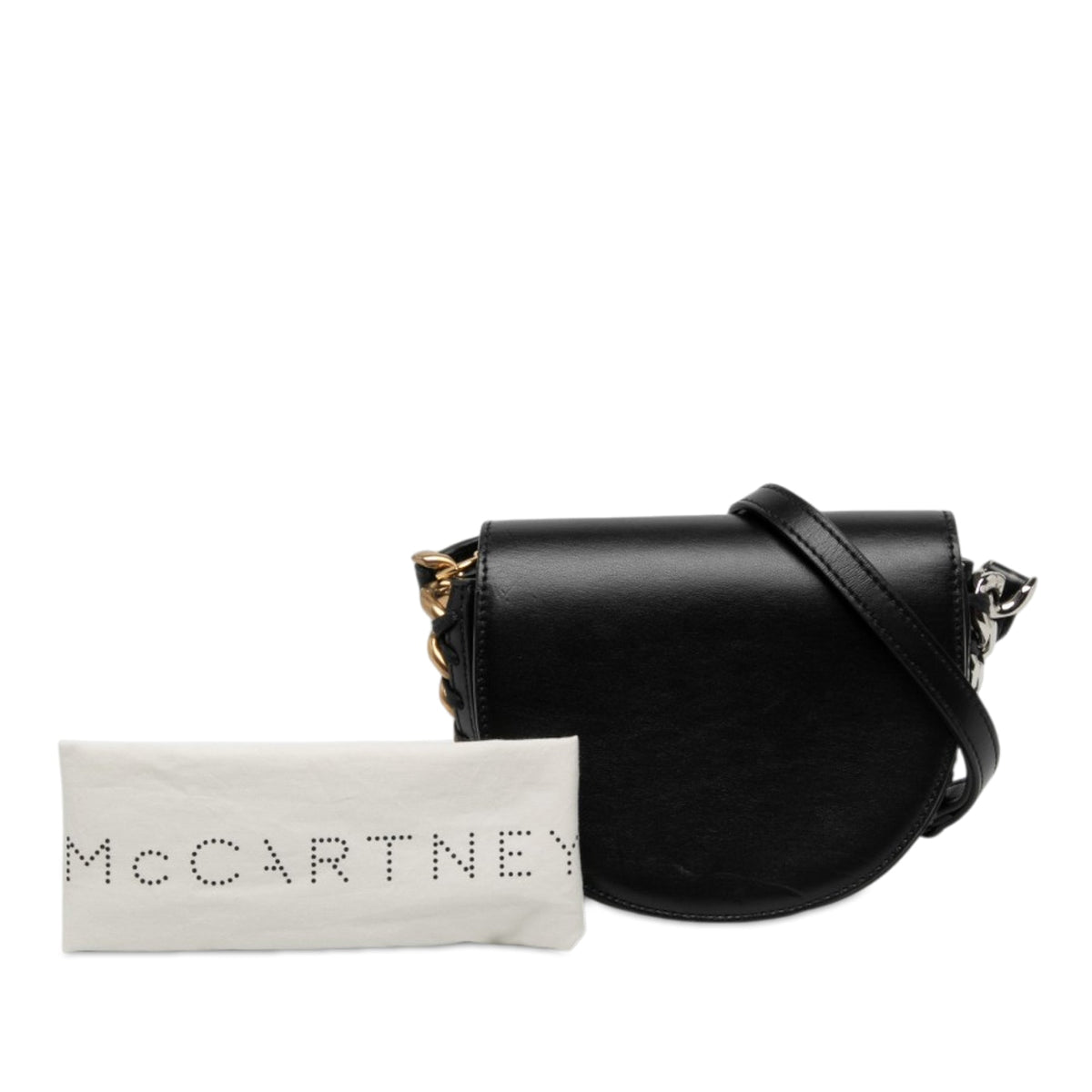 Stella McCartney Small Faux Leather Frayme Flap Crossbody — Black