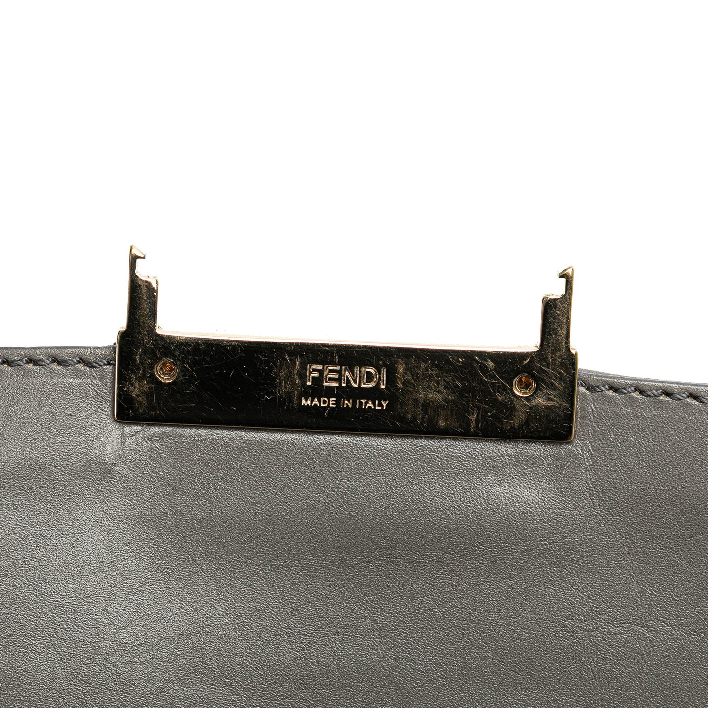 Fendi Glazed Leather Chain Flap Baguette Crossbody