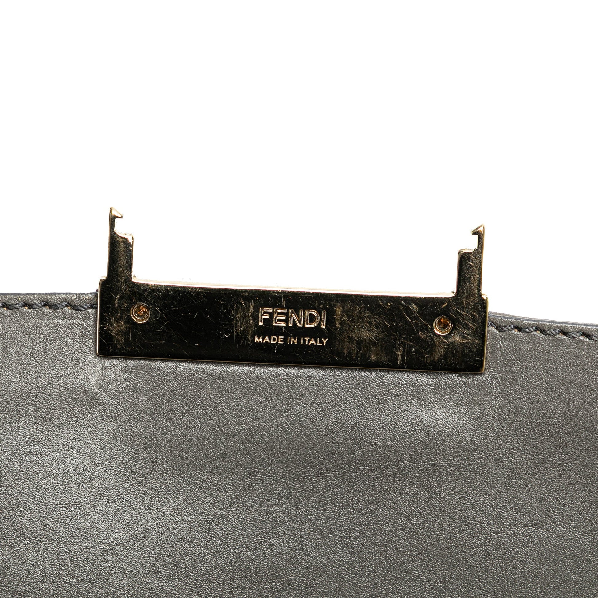 Fendi Glazed Leather Chain Flap Baguette Crossbody