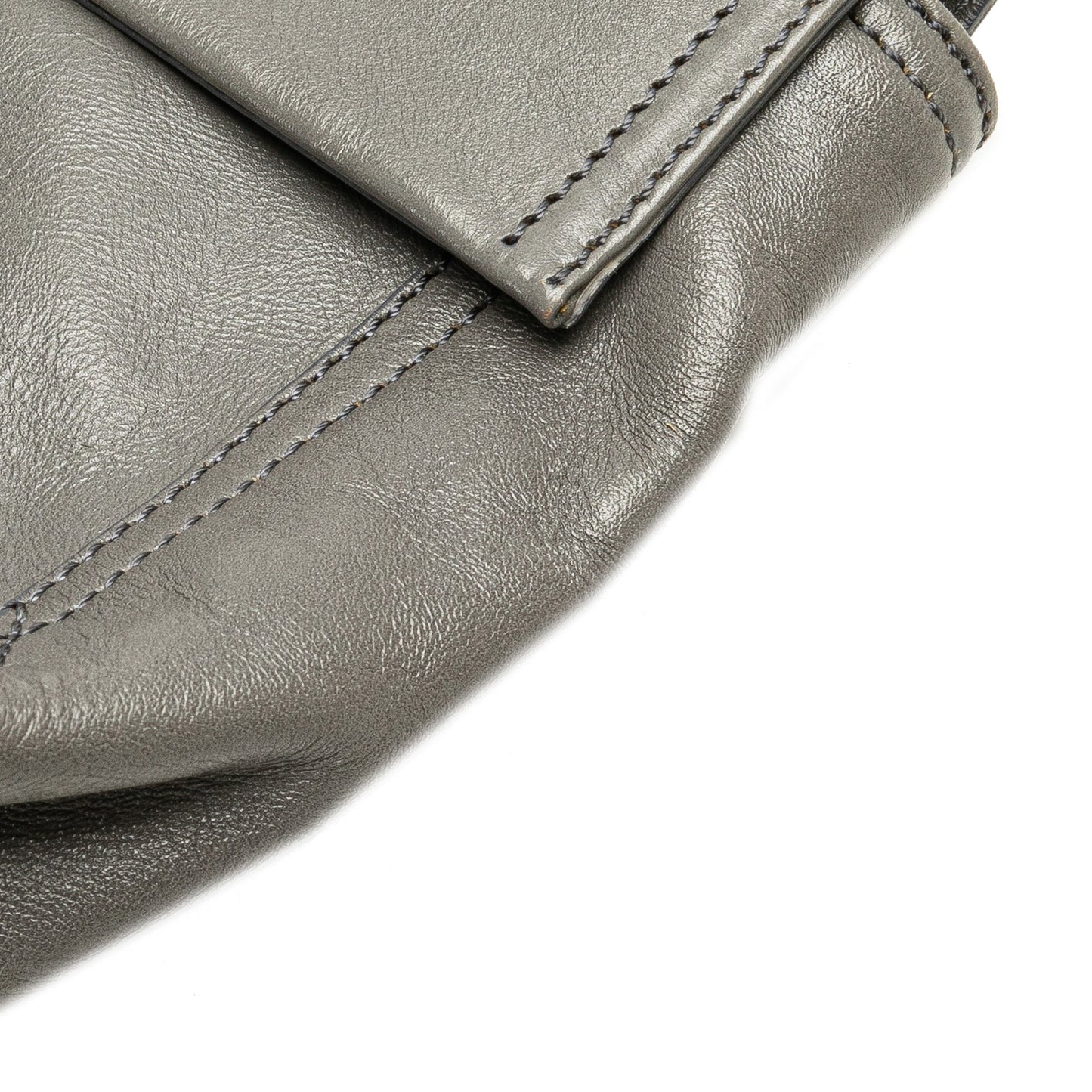 Fendi Glazed Leather Chain Flap Baguette Crossbody