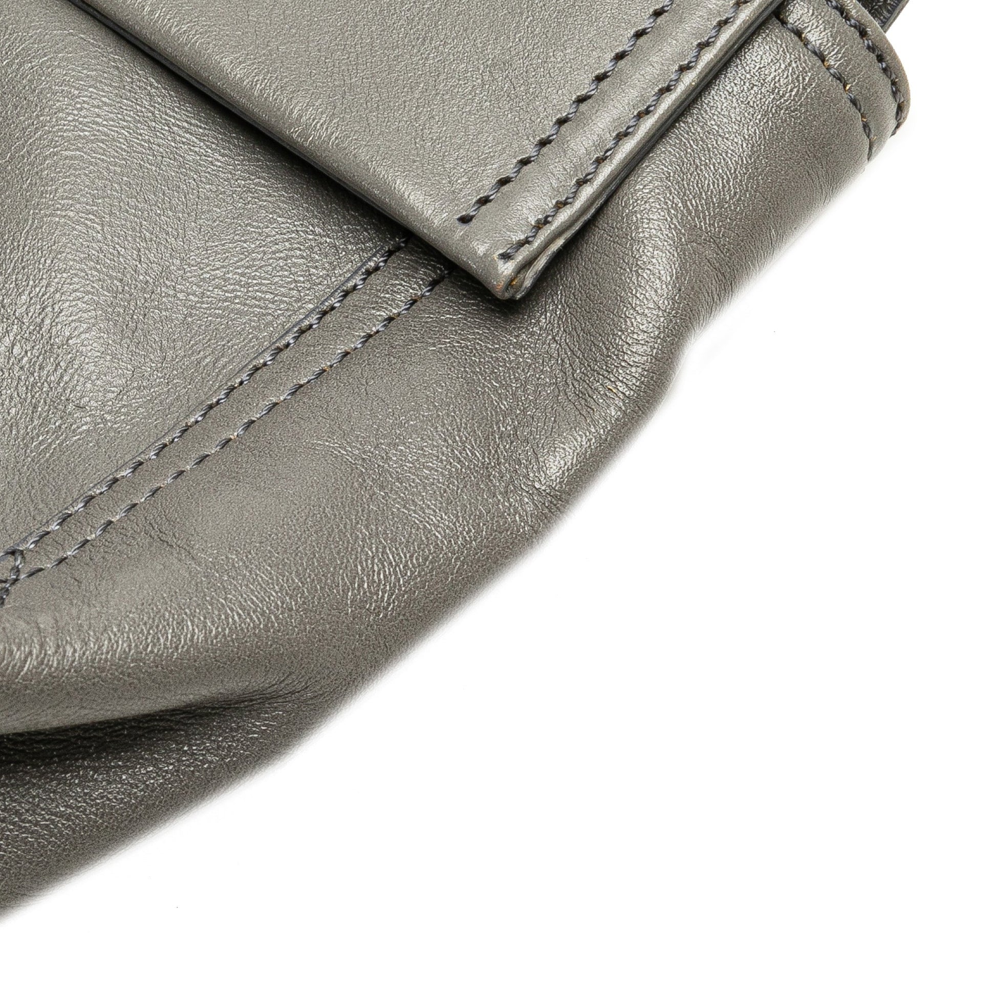 Fendi Glazed Leather Chain Flap Baguette Crossbody