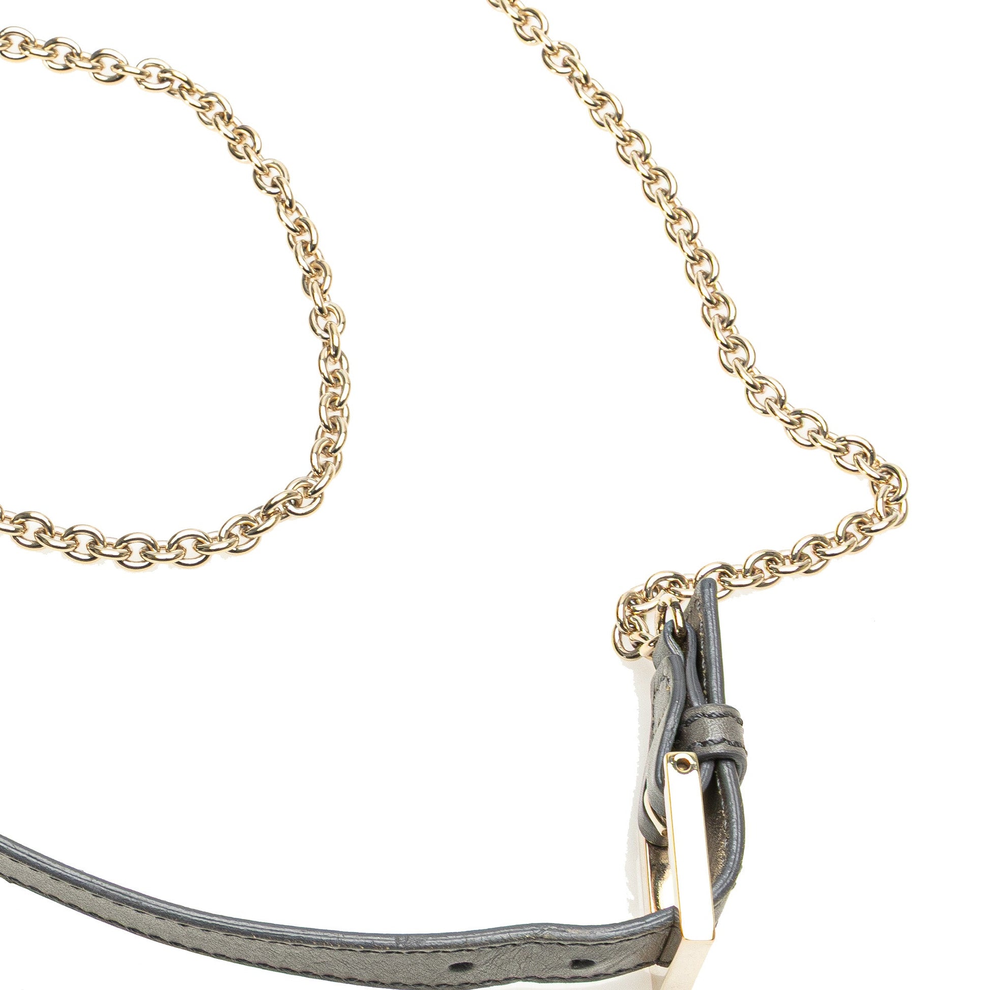 Fendi Glazed Leather Chain Flap Baguette Crossbody