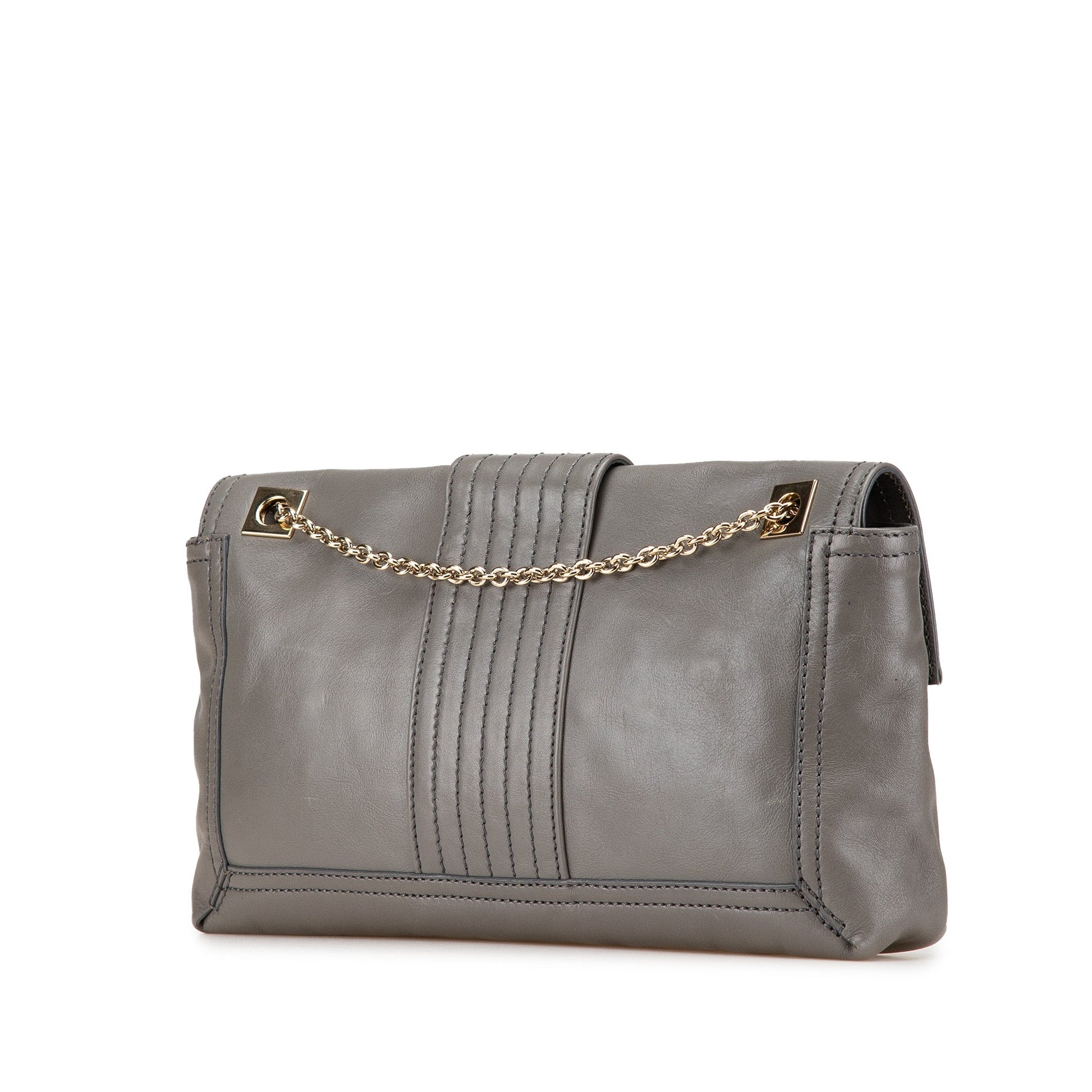 Fendi Glazed Leather Chain Flap Baguette Crossbody