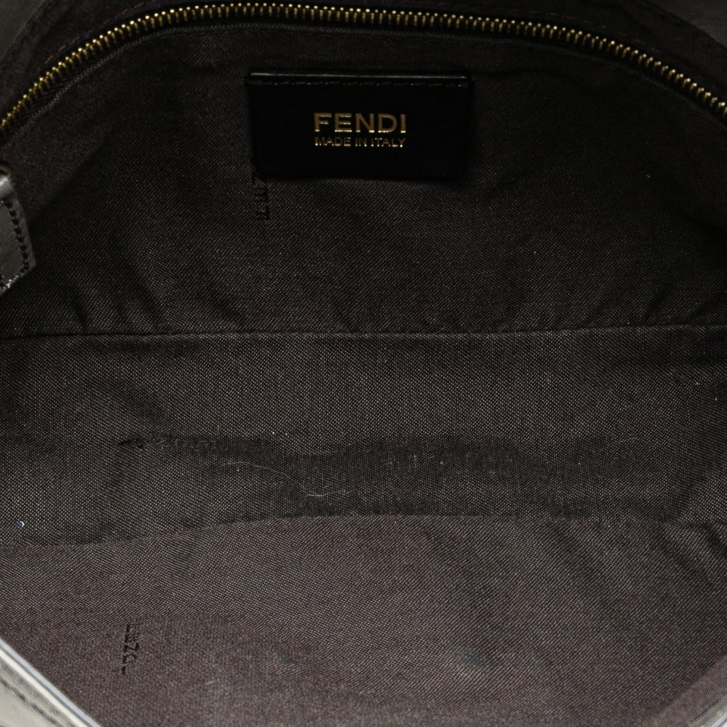 Fendi Glazed Leather Chain Flap Baguette Crossbody