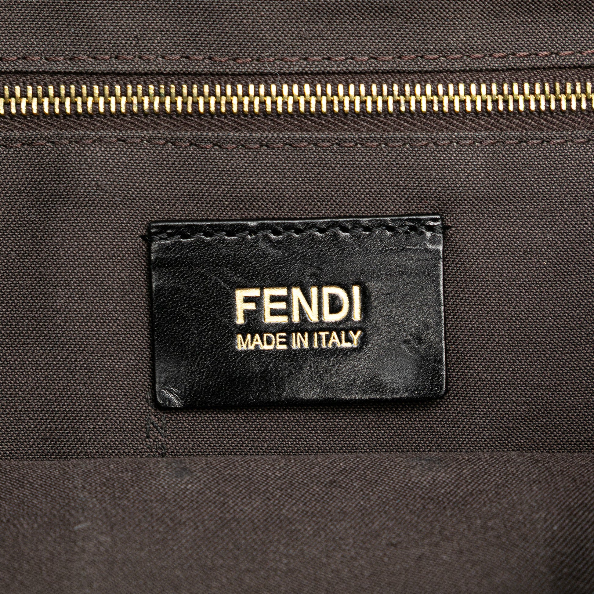 Fendi Glazed Leather Chain Flap Baguette Crossbody