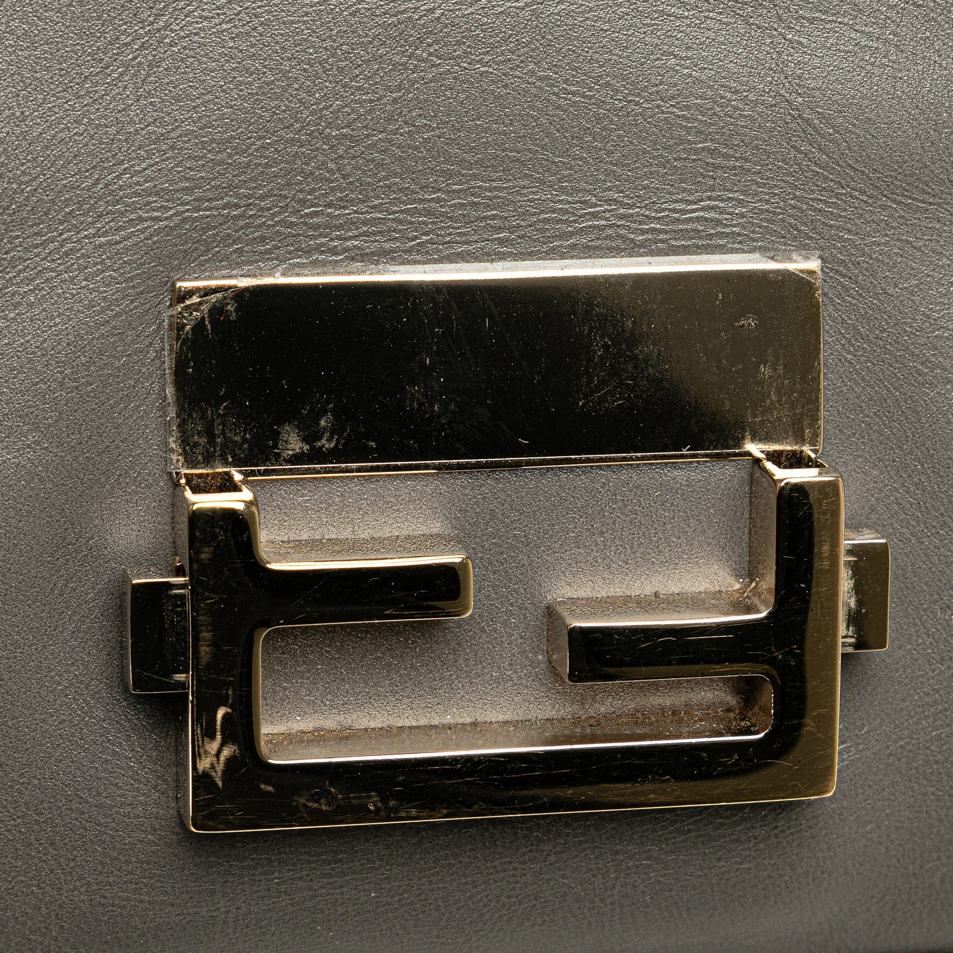 Fendi Glazed Leather Chain Flap Baguette Crossbody