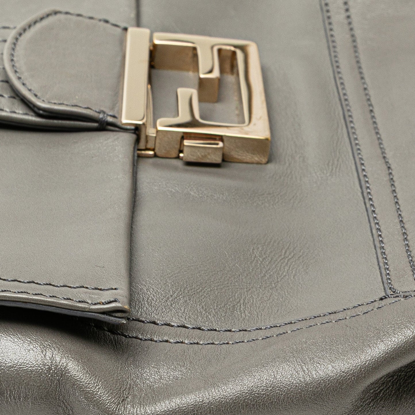 Fendi Glazed Leather Chain Flap Baguette Crossbody