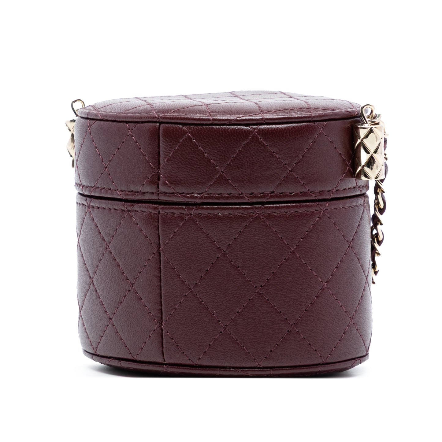 CC Quilted Lambskin Round Vanity Case with Chain