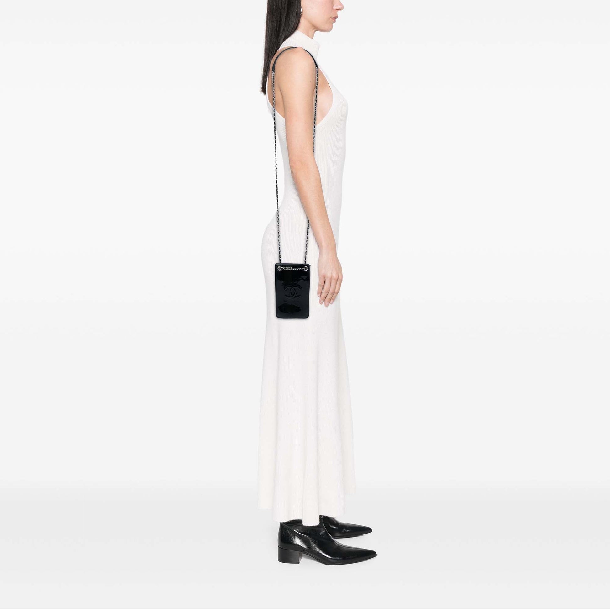 Chanel CC Patent Phone Holder Crossbody