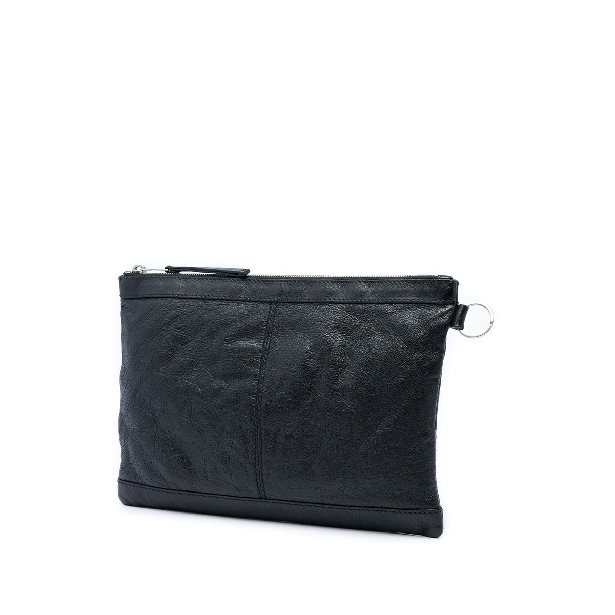 Balenciaga Lambskin Motocross Classic Clip Clutch M — Black