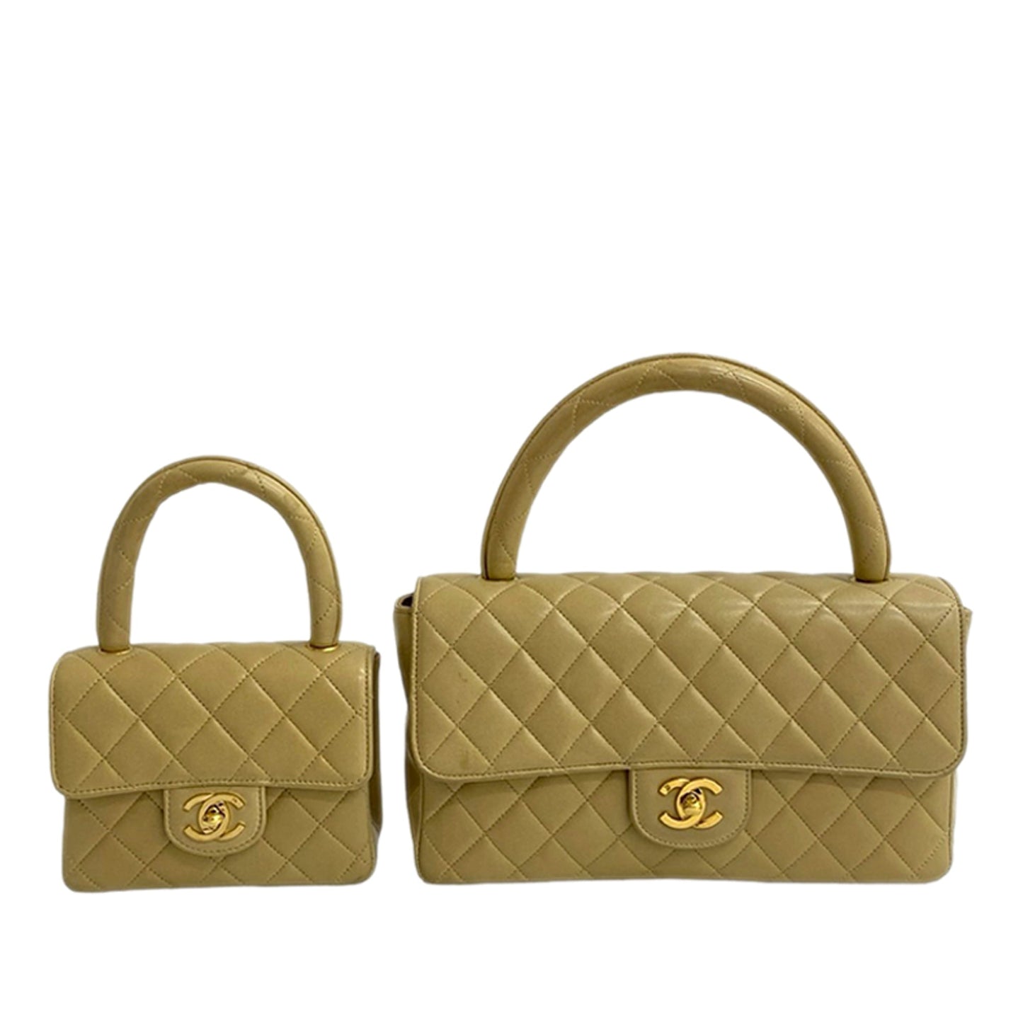 Chanel Lambskin Parent Child Kelly Set Top Handle Bag