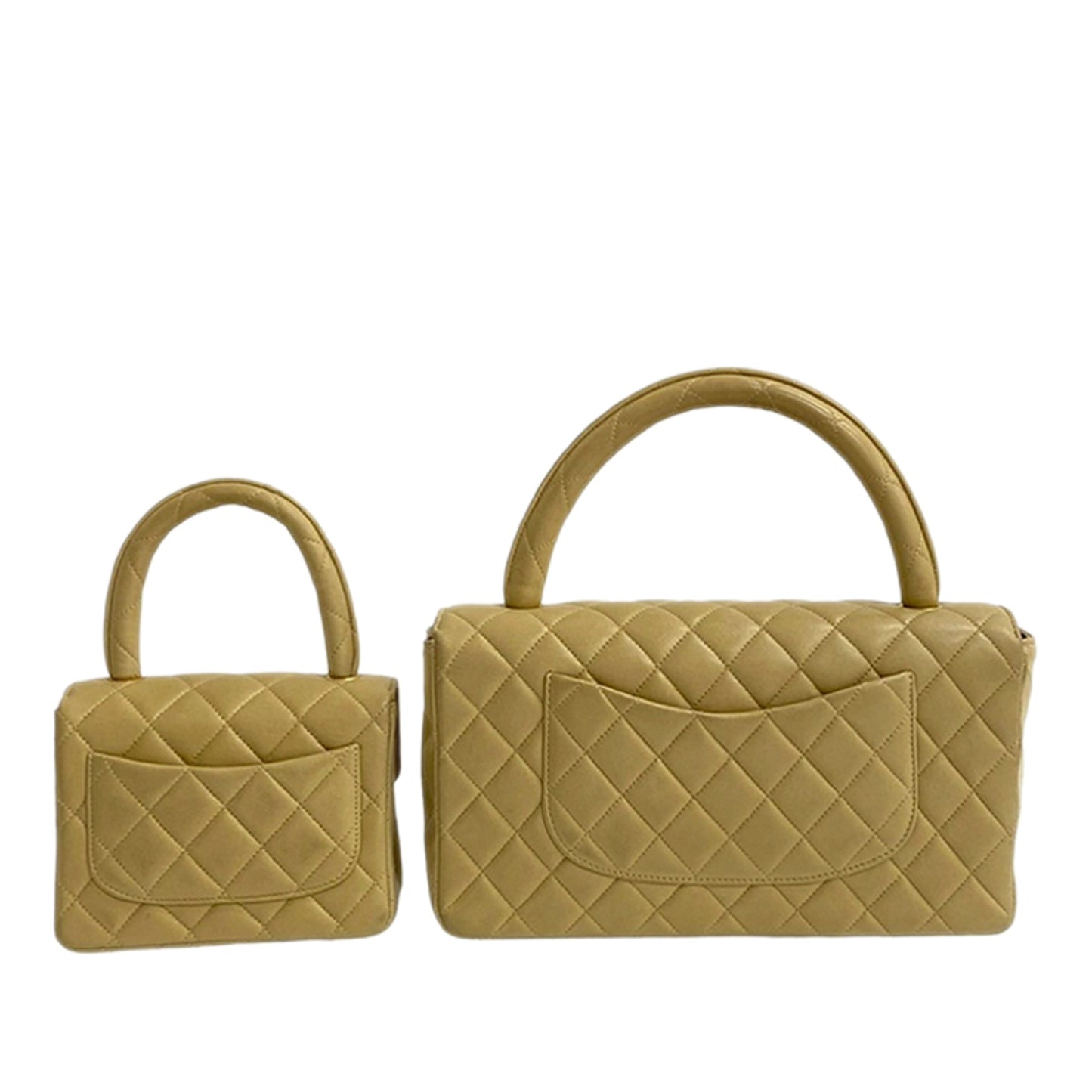 Chanel Lambskin Parent Child Kelly Set Top Handle Bag