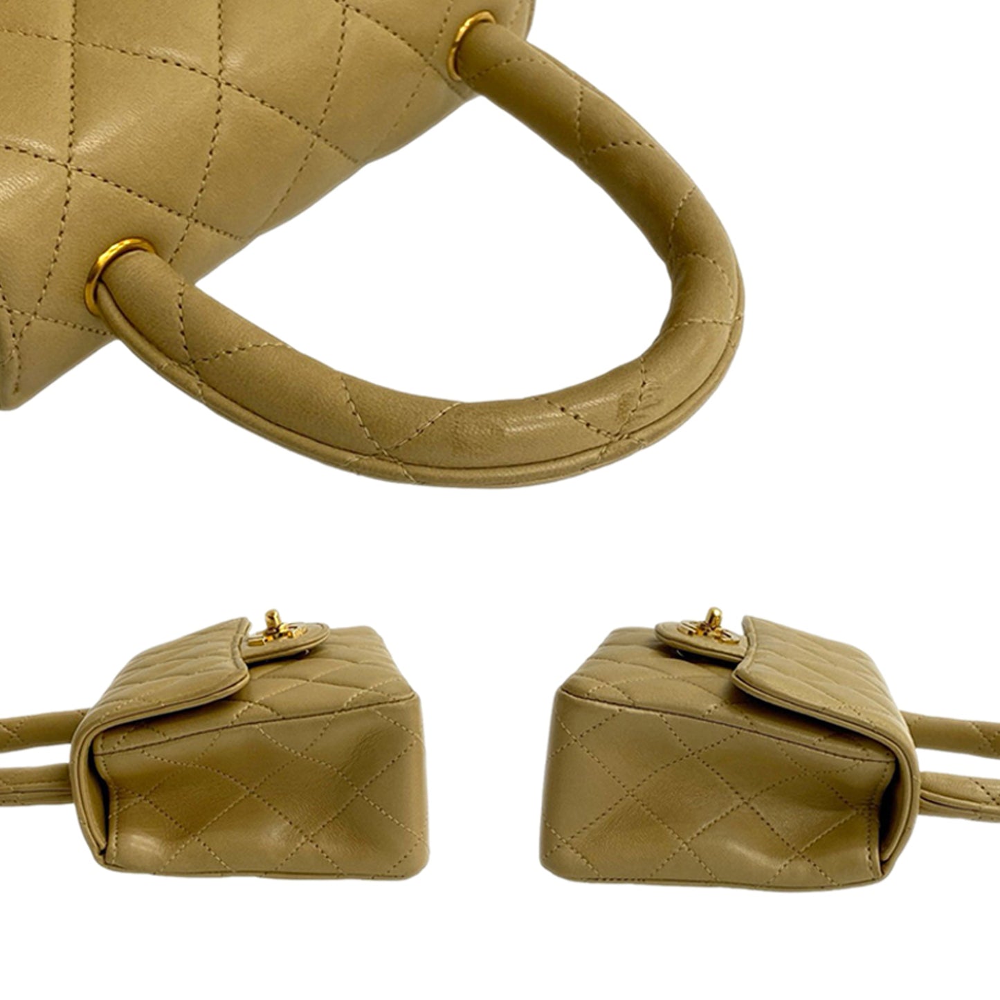 Chanel Lambskin Parent Child Kelly Set Top Handle Bag