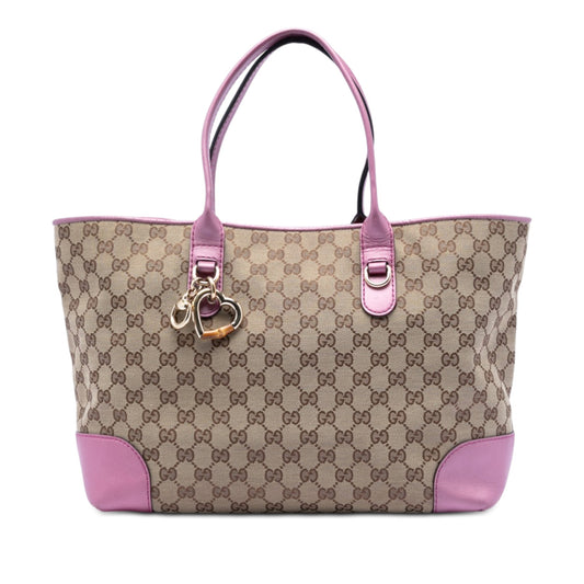 GG Canvas Heart Bit Tote