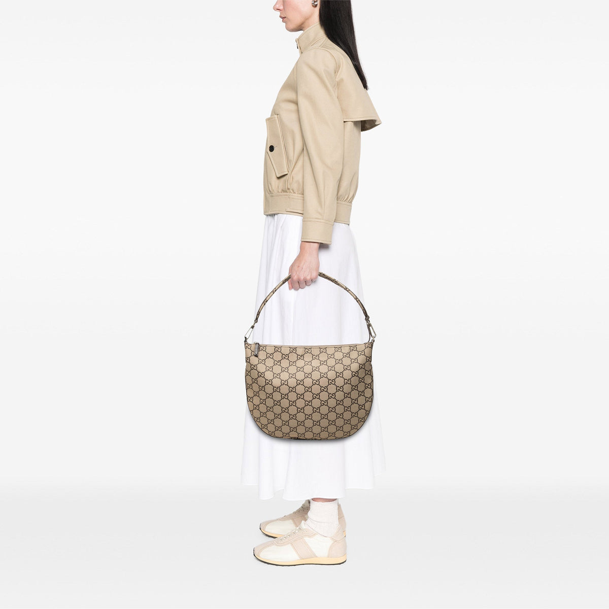 Gucci GG Canvas Shoulder Bag — Beige