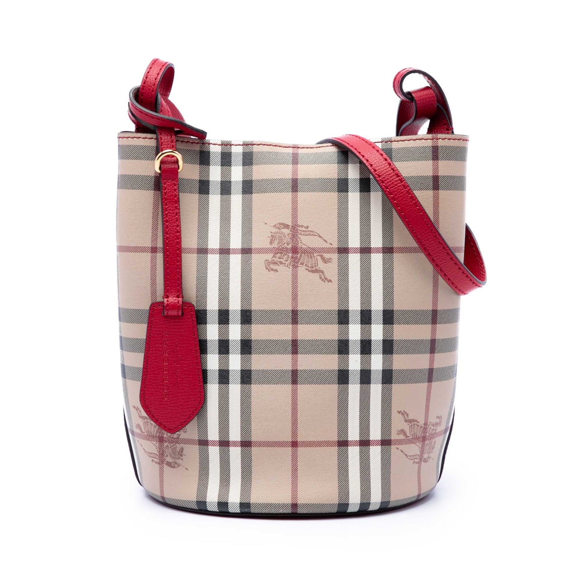 Burberry Haymarket Check Coated Canvas Lorne Bucket Bag