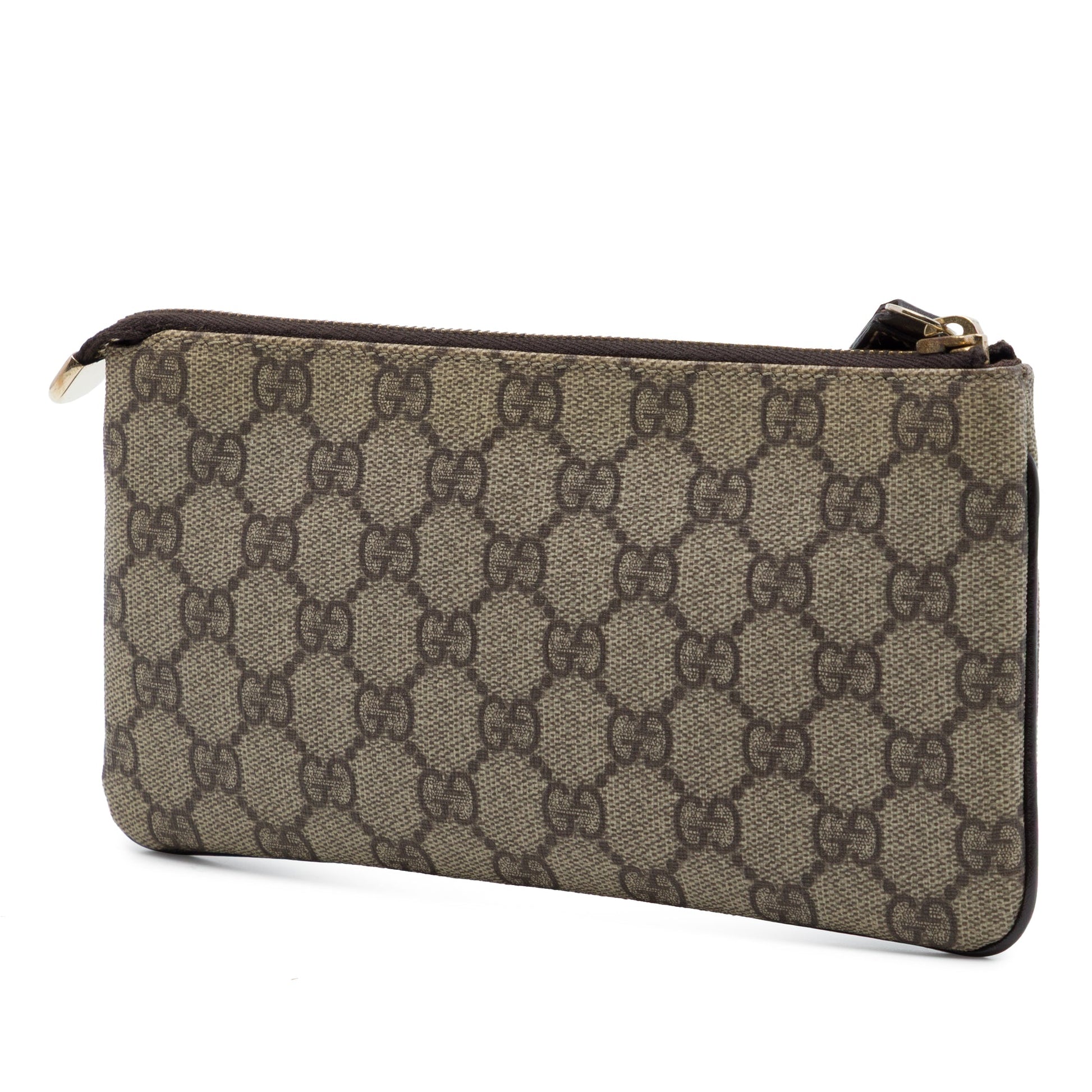 Gucci Guccissima Heart Trimmed GG Supreme Wristlet Clutch