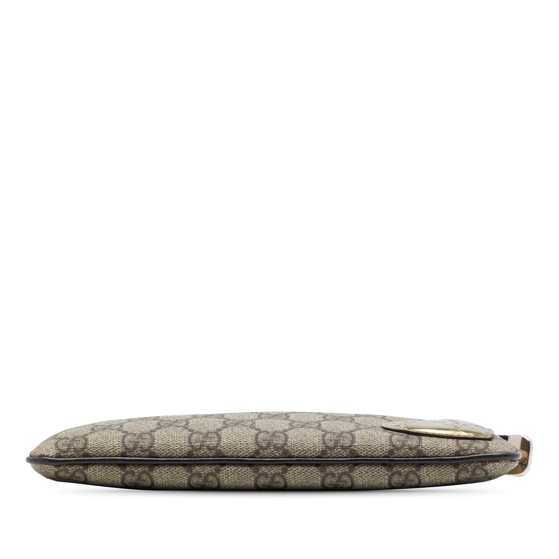Gucci Guccissima Heart Trimmed GG Supreme Wristlet Clutch