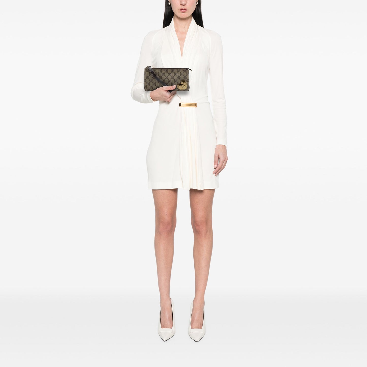 Gucci Guccissima Heart Trimmed GG Supreme Wristlet Clutch