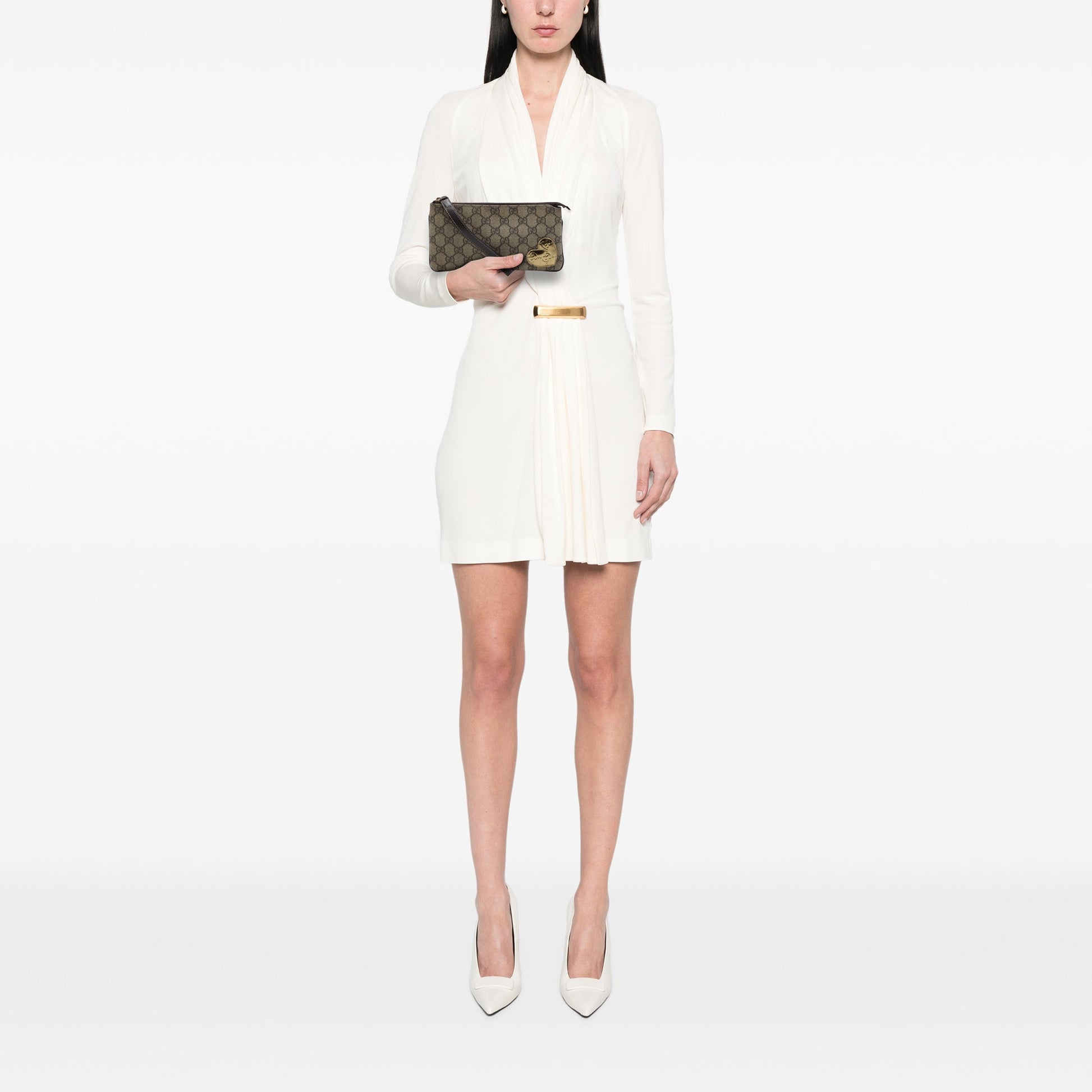 Gucci Guccissima Heart Trimmed GG Supreme Wristlet Clutch