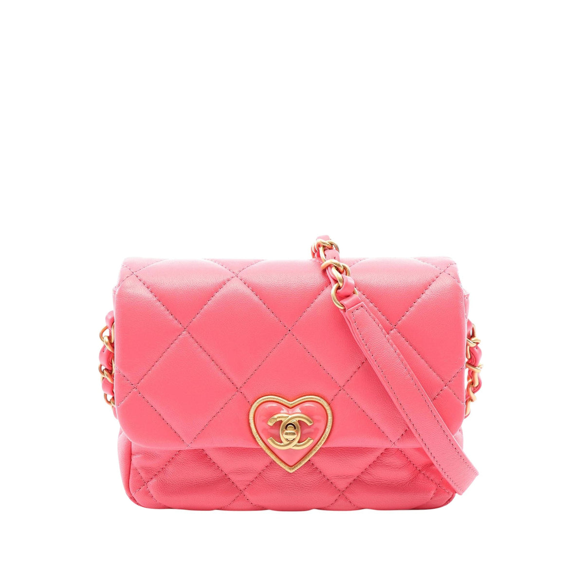 Chanel Mini Quilted Lambskin Acrylic Coco Love Flap — Pink