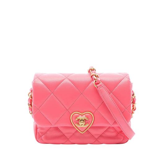 Chanel Mini Quilted Lambskin Acrylic Coco Love Flap — Pink