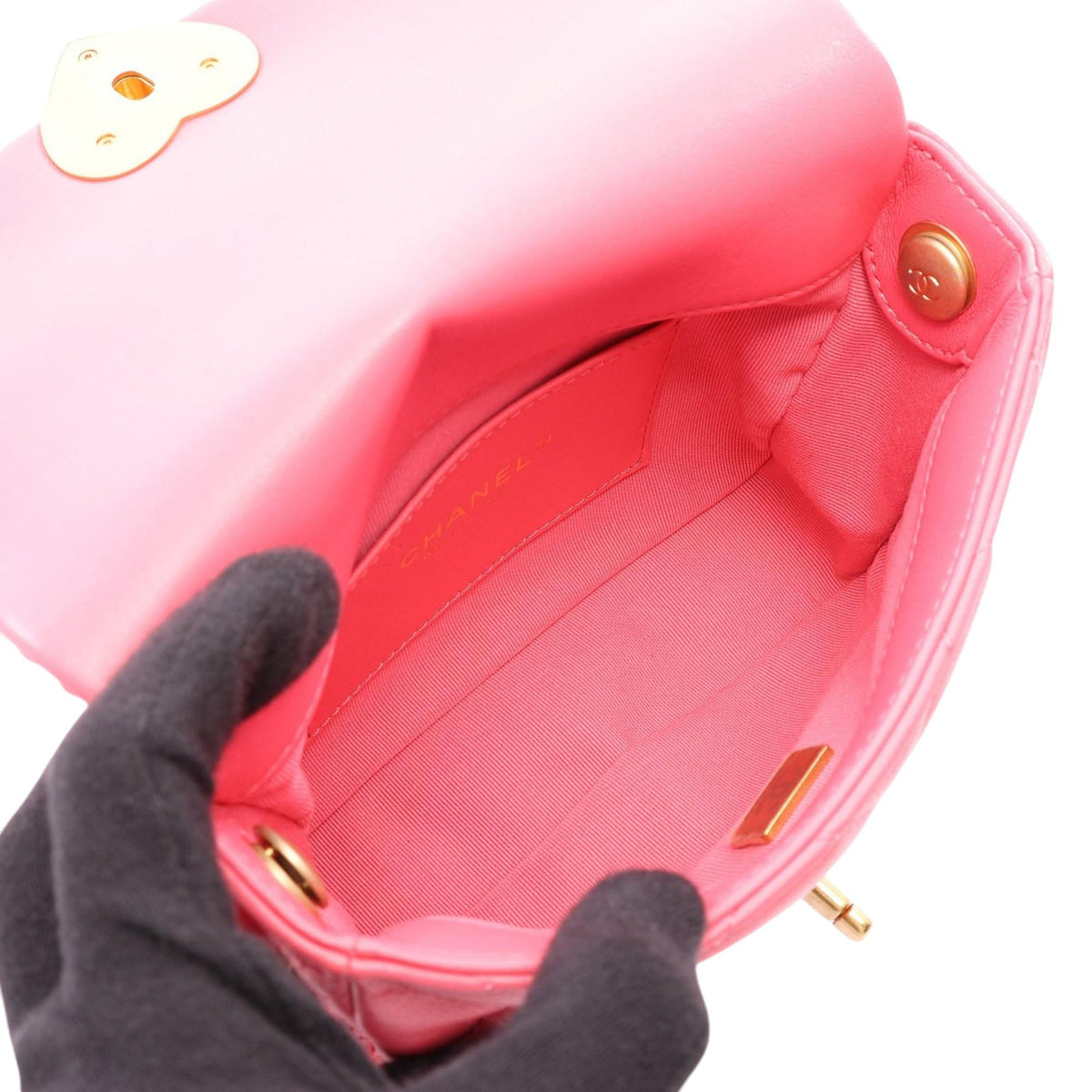 Chanel Mini Quilted Lambskin Acrylic Coco Love Flap — Pink