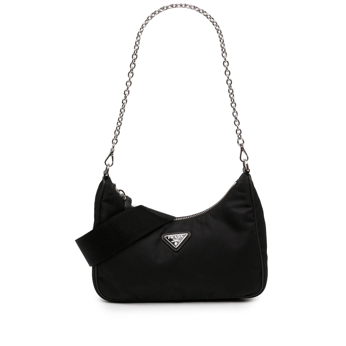 Prada Mini Saffiano Trimmed Tessuto Re Edition 2005 Satchel — Black