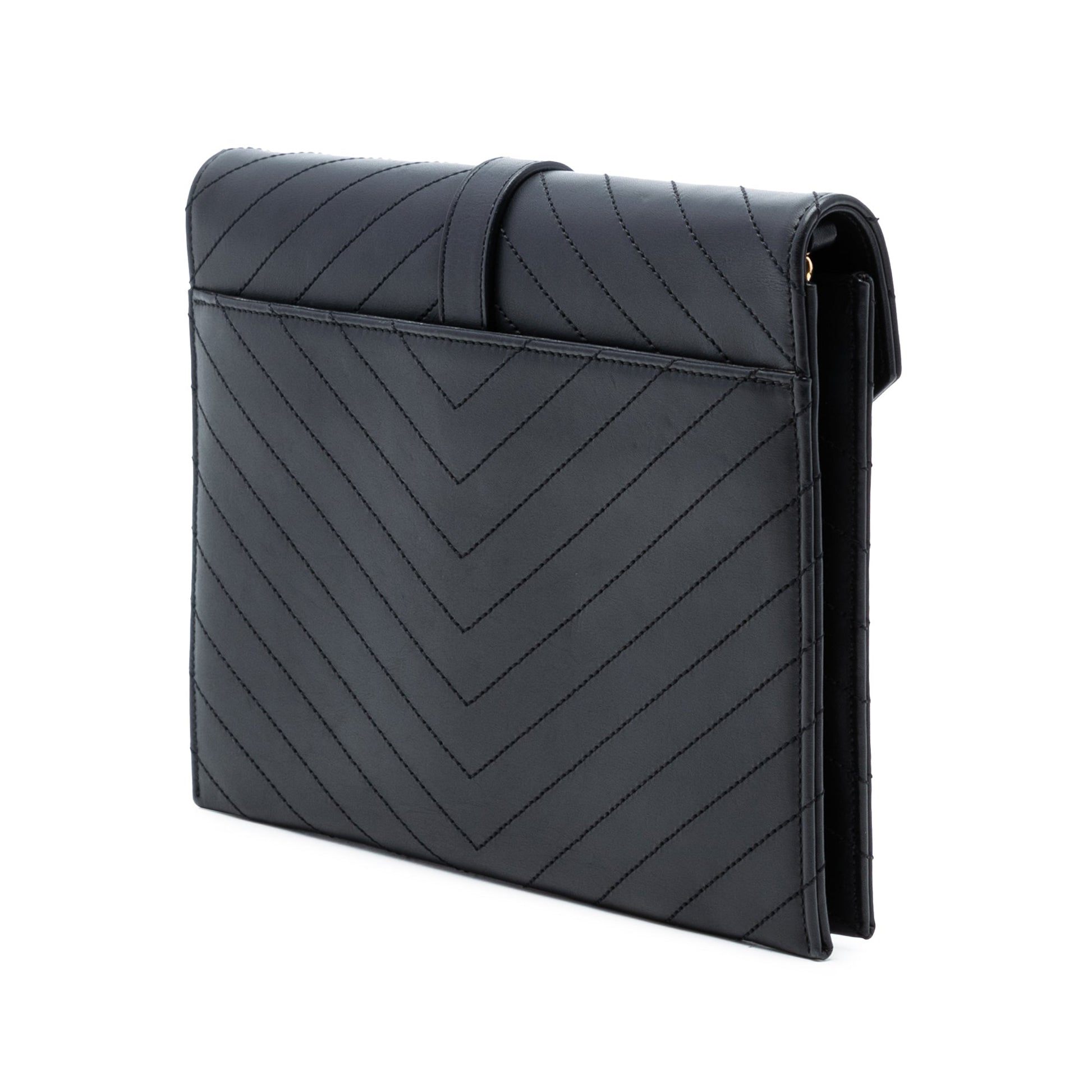 Saint Laurent Chevron Calfskin Classic Monogram Envelope Crossbody