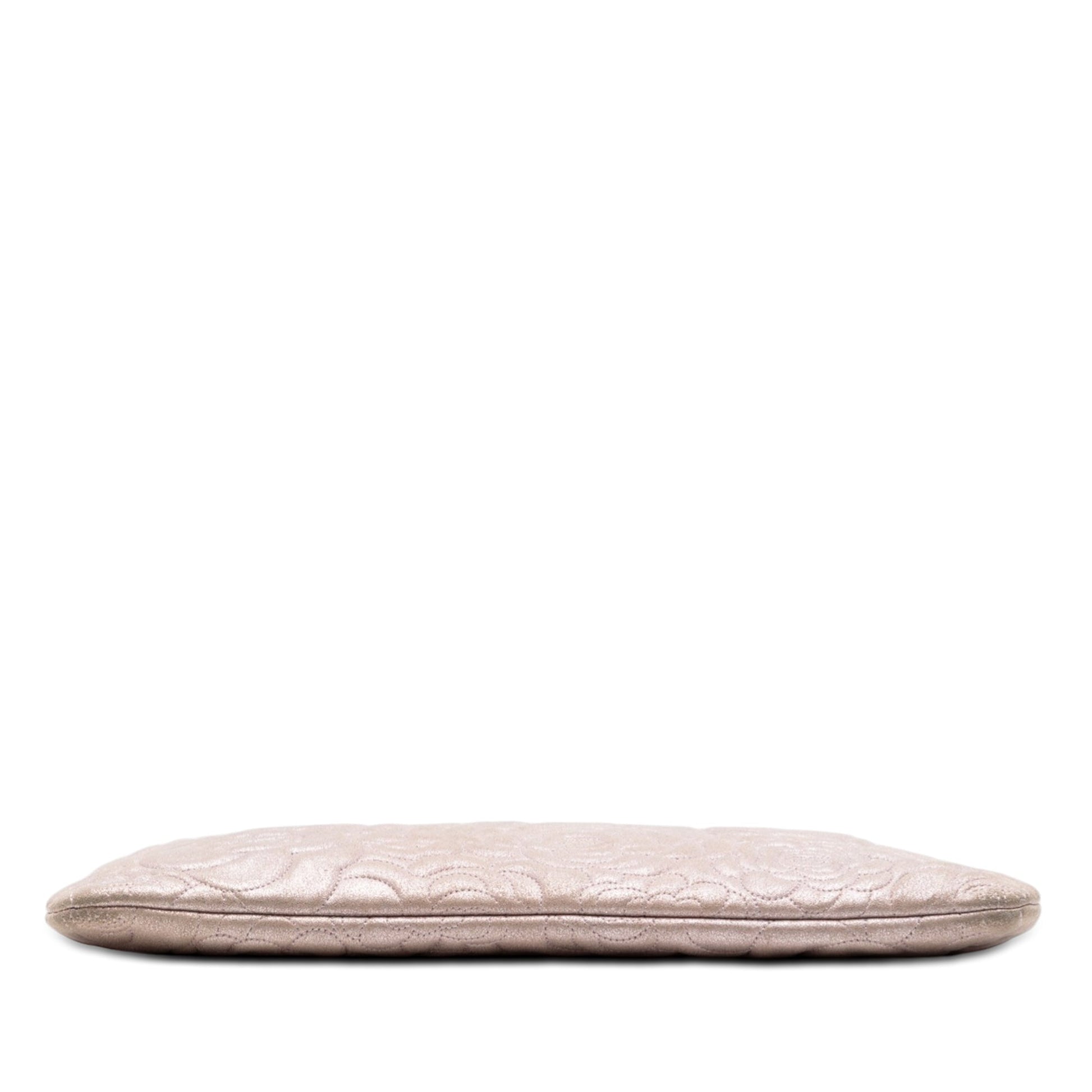 Chanel Large CC Embossed Metallic Lambskin Camellia O Case Clutch