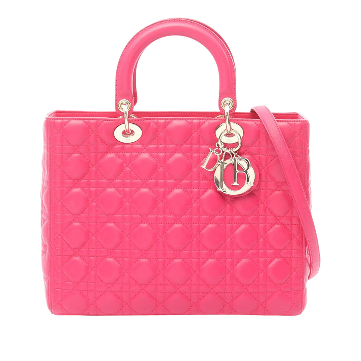 Dior Large Lambskin Cannage Lady Dior — Pink