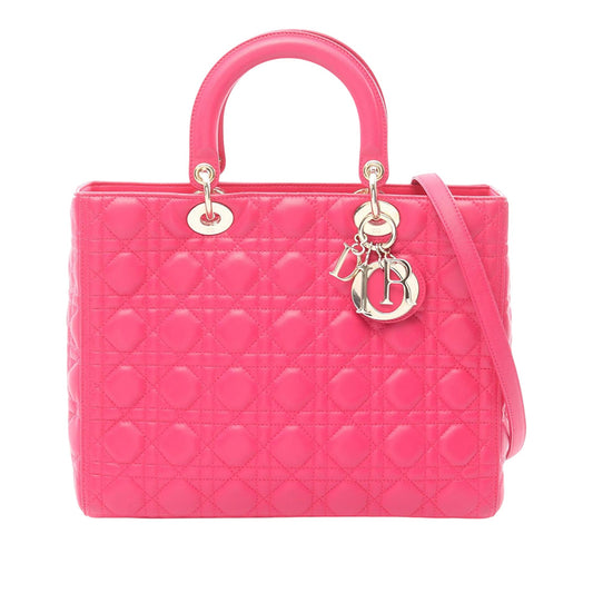 Dior Large Lambskin Cannage Lady Dior — Pink