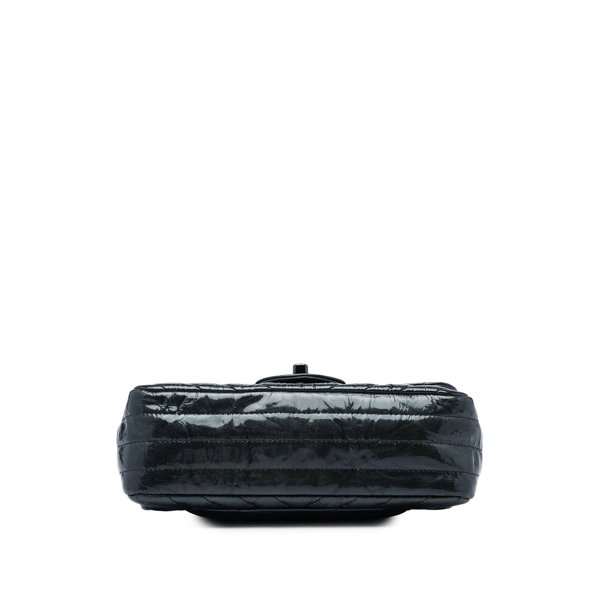 Chanel Mini Rectangular Classic Chevron Crumpled Patent So Black Single Flap