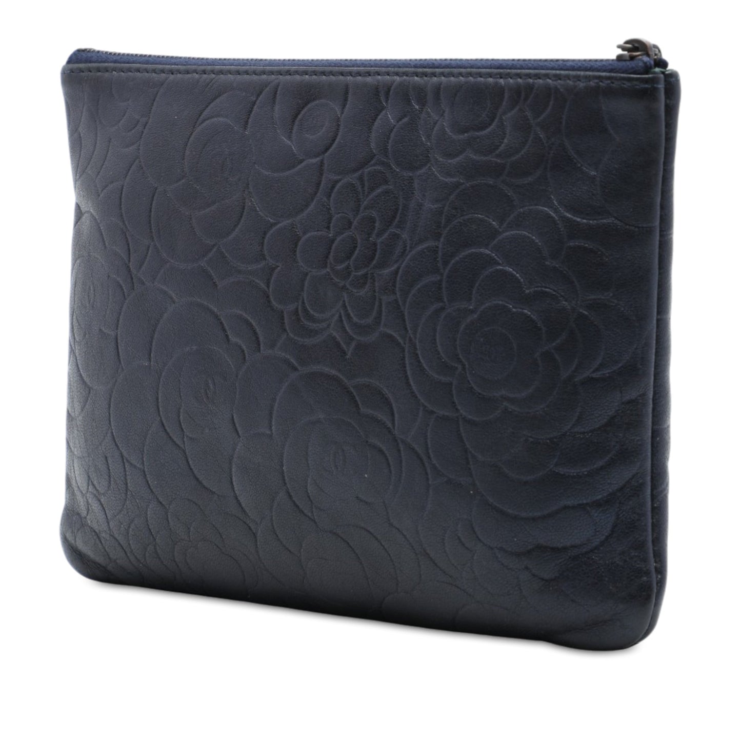 Chanel Medium CC Embossed Lambskin Camellia O Case Clutch