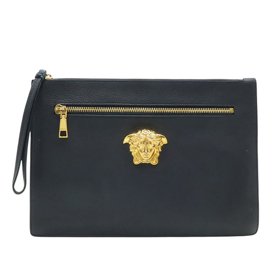 Versace Large La Medusa Palazzo Leather Clutch