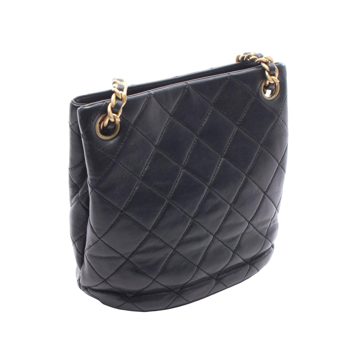 Chanel Small Quilted Lambskin Chaine Lettre Bucket Bag