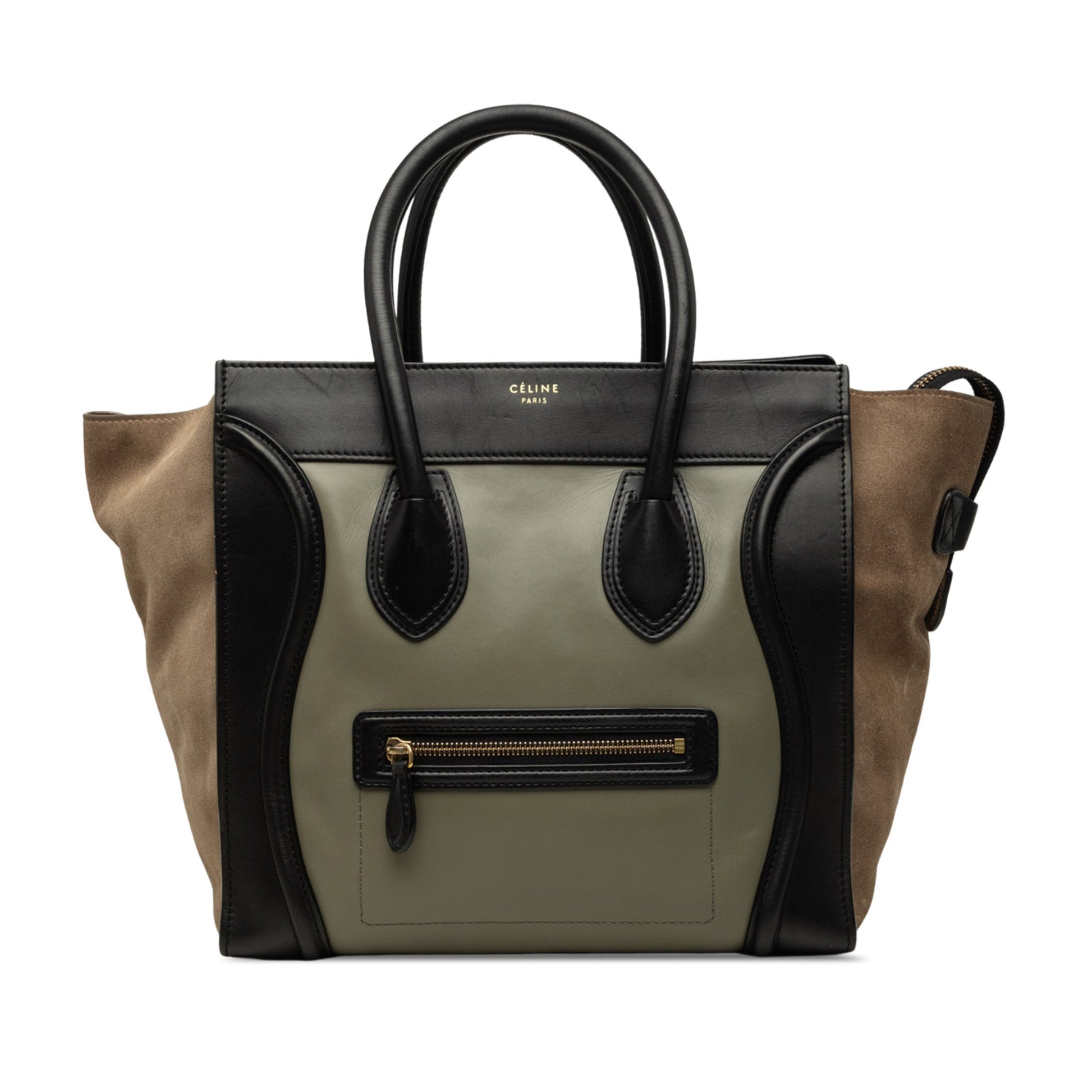 Celine Mini Tricolor Calfskin and Suede Luggage Tote