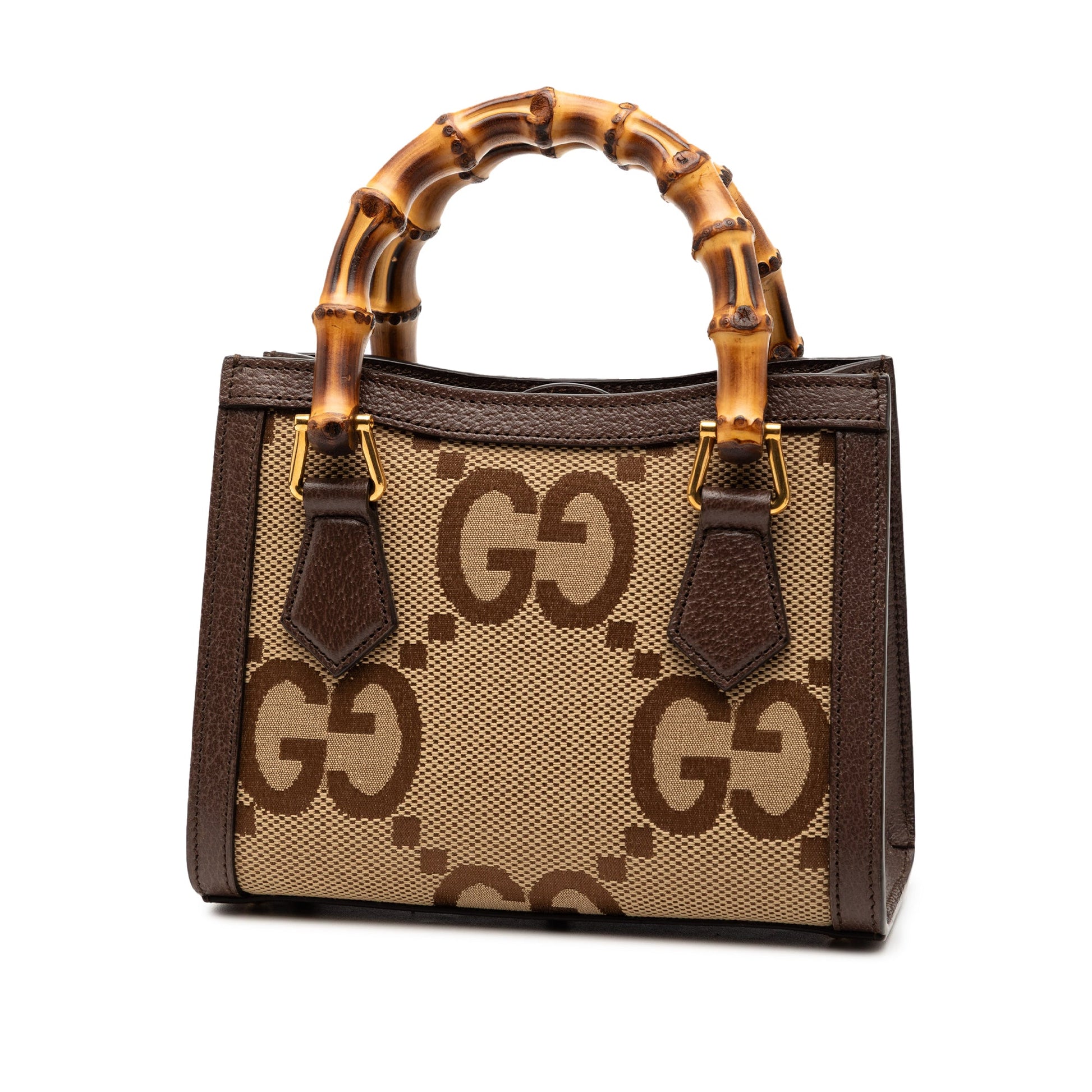 Gucci Mini Jumbo GG Canvas Bamboo Diana Satchel