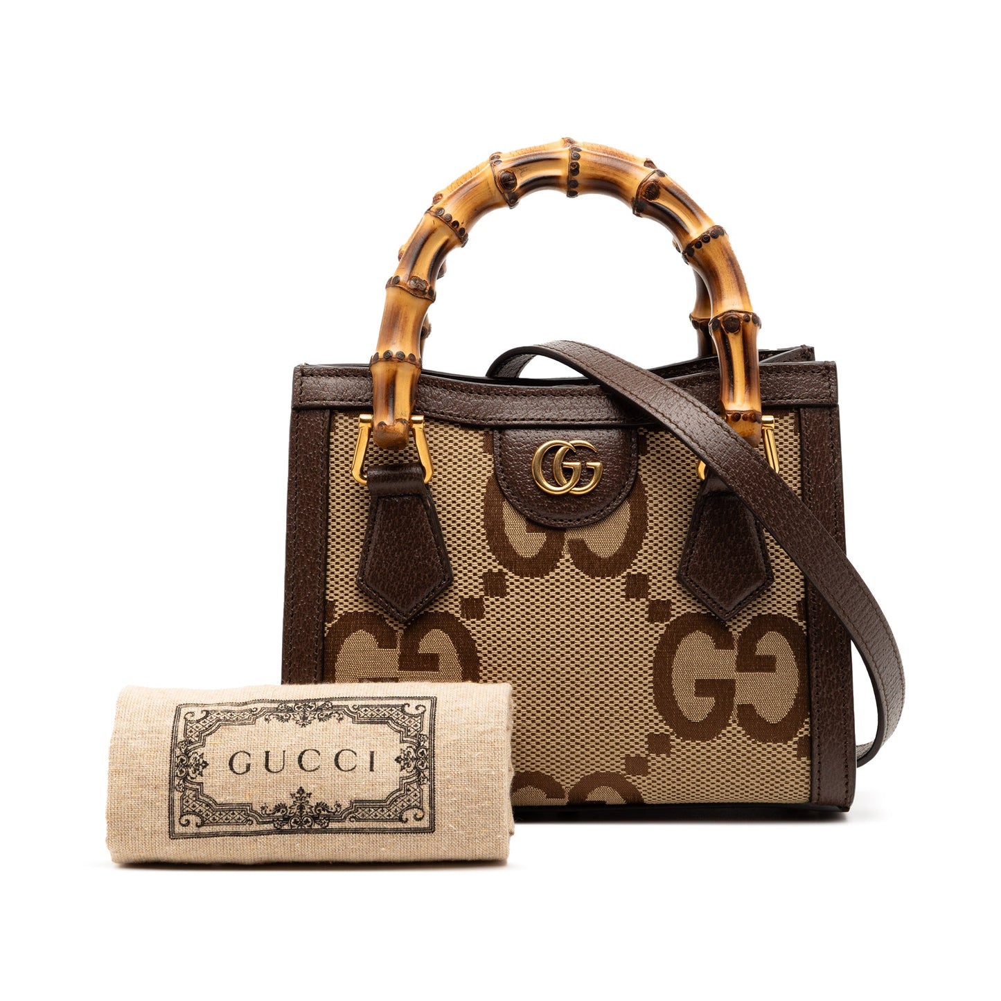 Gucci Mini Jumbo GG Canvas Bamboo Diana Satchel