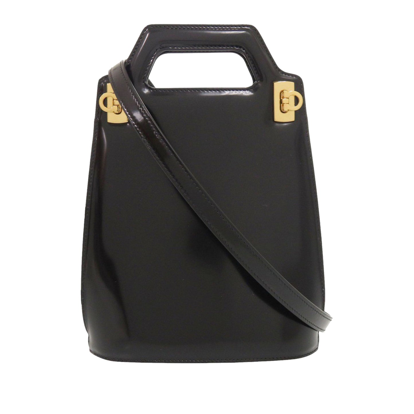 Ferragamo Mini Brushed Calfskin Gancini North South Wanda Top Handle Bag
