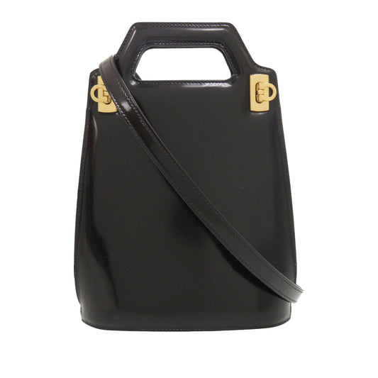 Ferragamo Mini Brushed Calfskin Gancini North South Wanda Top Handle Bag
