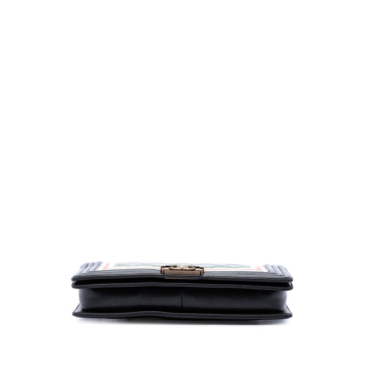 Chanel Multicolor Quilted Lambskin Crest East West Boy Flap — Green