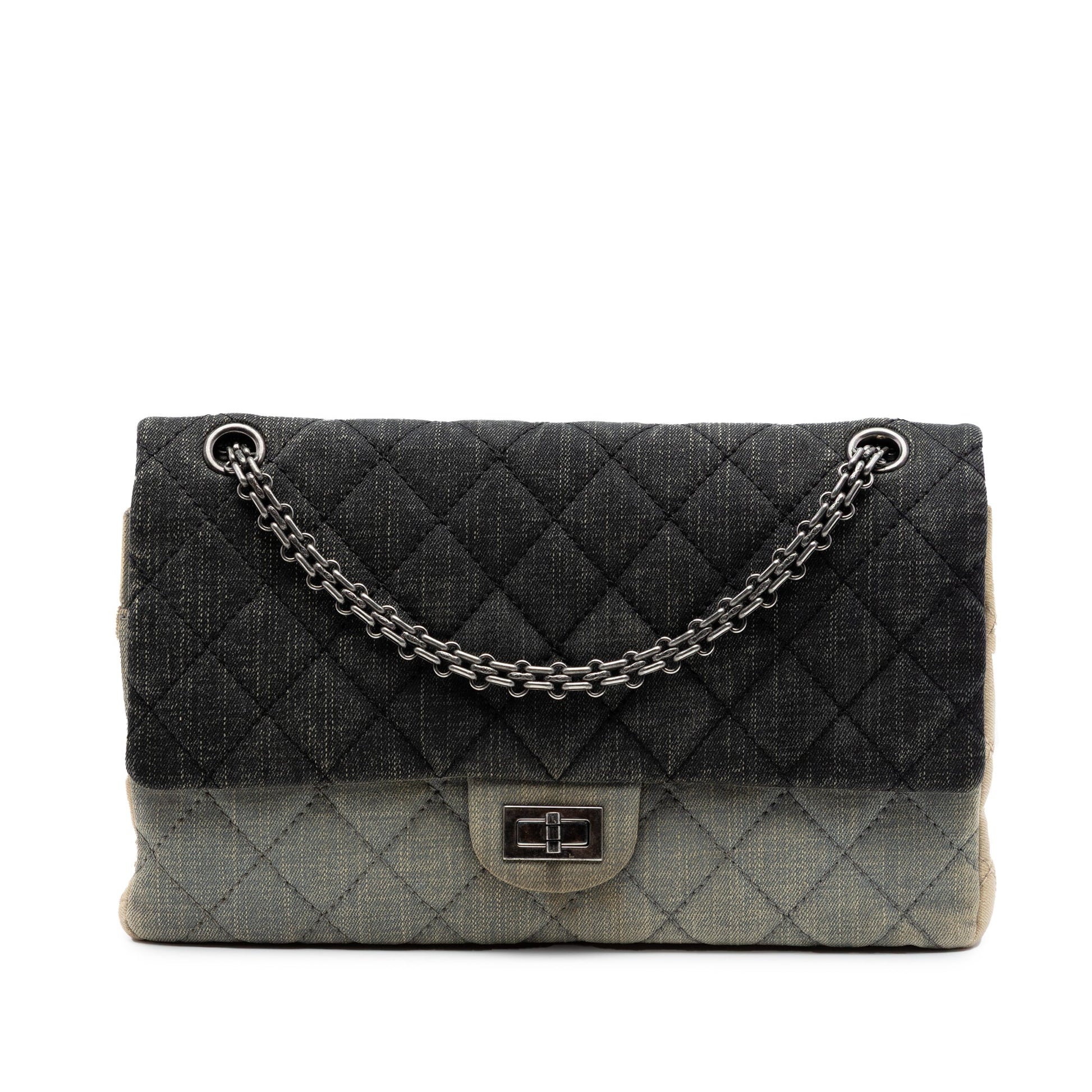 Chanel Tricolor Quilted Denim Reissue 2.55 Double Flap 226