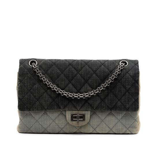 Chanel Tricolor Quilted Denim Reissue 2.55 Double Flap 226