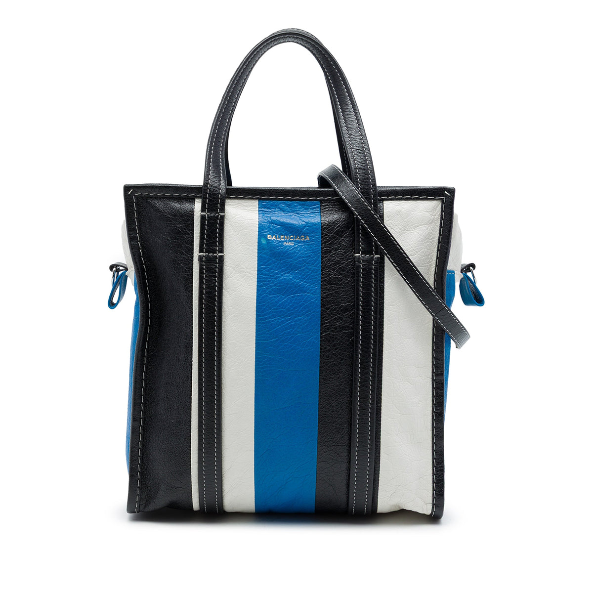 Balenciaga Lambskin Bazar Shopper Satchel S — Blue