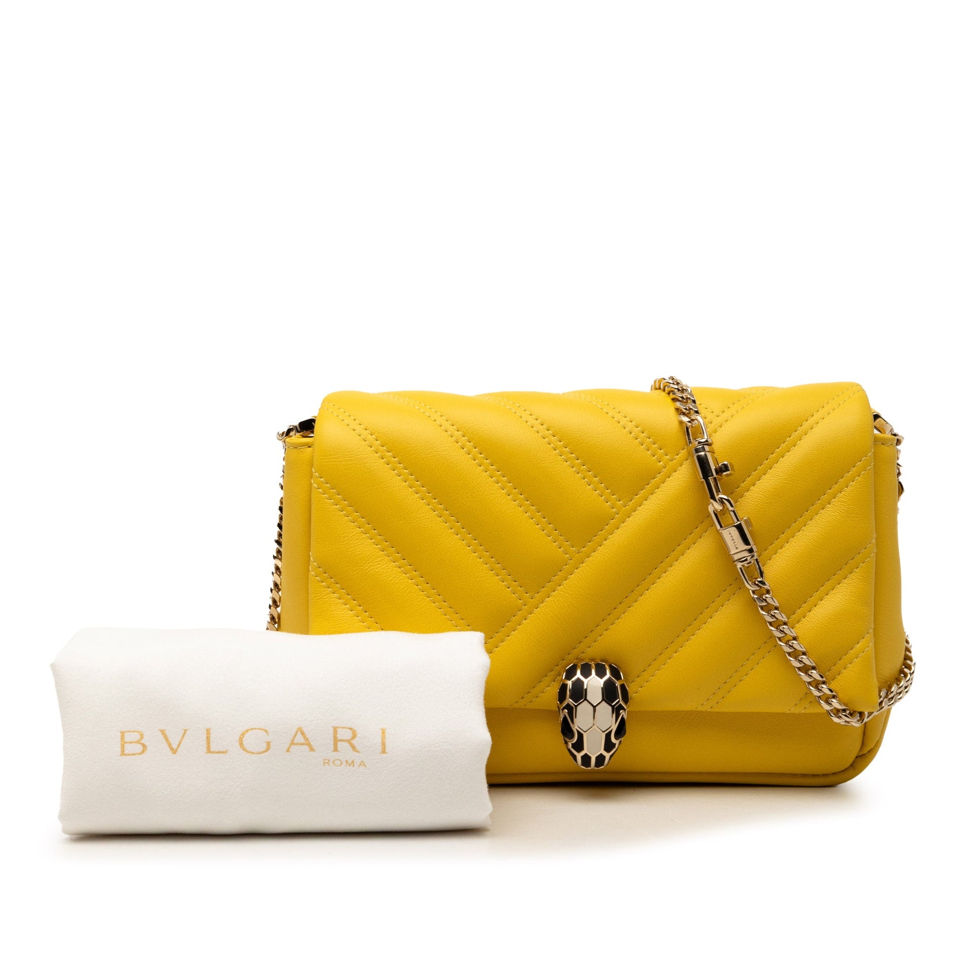 Bvlgari Leather Serpenti Cabochon Chain Crossbody