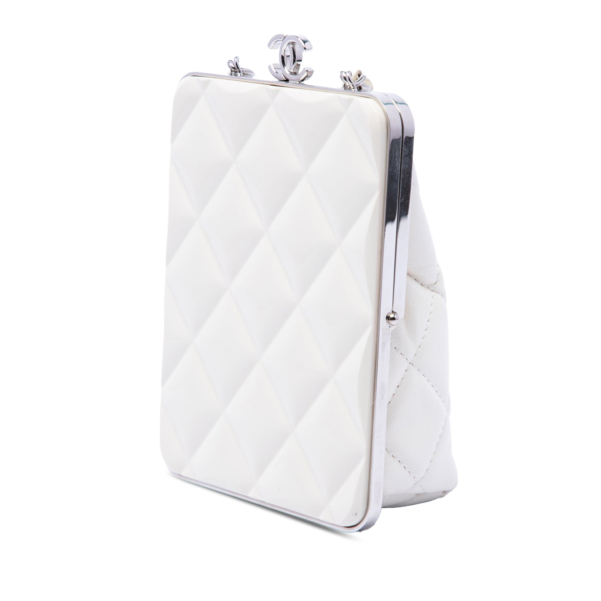 Chanel CC Quilted Acrylic and Lambskin Evening Clutch With Chain